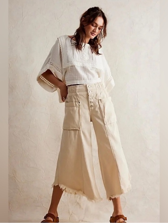 We The Free Pants - We The Free Cream Elastic Waist Sun Setter Pants